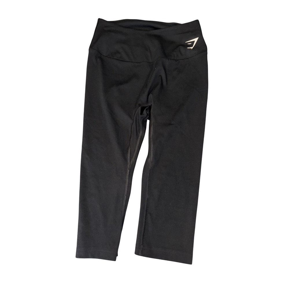 Gymshark Cropped‎ Leggings M Black High Waisted Activewear Yoga Pants